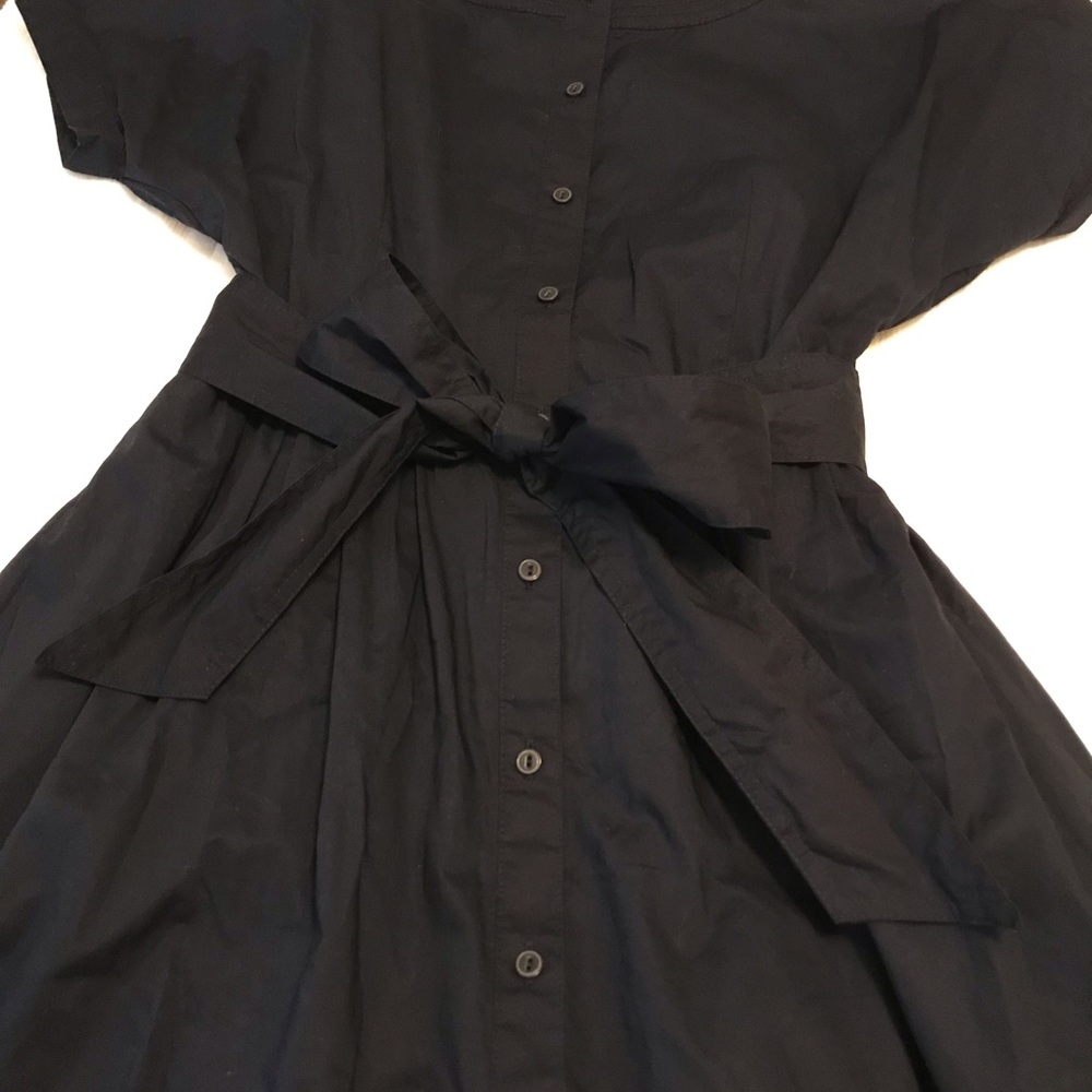 Talbots button down navy midi dress with belt